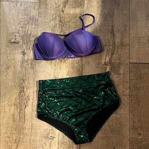 Purple Bikini Top and Green Mermaid Bottoms